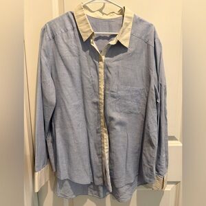 Men's Blue and Cream Shirt